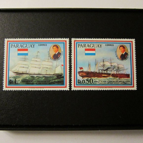 Sailing Framed Postage Stamp Art 3.5"x5", Paraguay, Pirate, sail boat gift - Picture 1 of 4